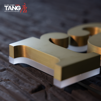 Letras de Canal Invertido Personalizables, Acero Inoxidable Electrochapado en Oro, Resistentes al Agua IP65 para Exteriores, Iluminación 3D para Empresas
