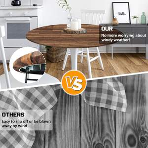 Nappe de table ronde marron personnalisée de 4 pieds élastique imperméable à l'eau couverture de fête de pique-nique en plein air convient aux tables rondes de 40 à 50 pouces pour les hôtels - Product Image 4