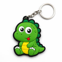 Individueller Niedlicher Cartoon-Dinosaurier 3D Weicher PVC-Schlüsselanhänger Matt-Finish Grüner Baby-Dino Gummi-Charm Geschenk