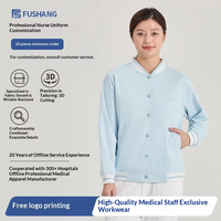 Veste d'uniforme d'infirmière pour femme en tissu polyester Dobby bleu clair personnalisé Dssyon, modèle FTL-39, haut d'automne, fourniture ODM