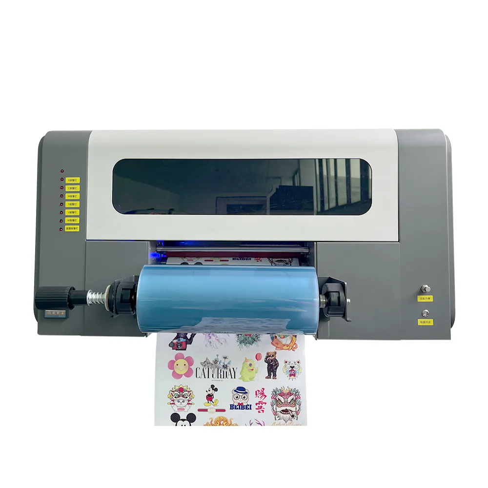 Impressora UV A3 pequena tudo em um impressora digital UV DTF de 30 cm para transferência de logotipo de adesivos e filmes