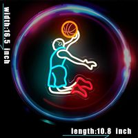 Enseigne lumineuse LED néon en acrylique à intensité variable, motif joueur de basket, décoration murale pour chambre d'enfant, salle de jeux, IP65, cadeau d'anniversaire pour garçons