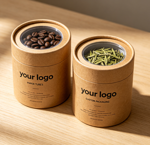 Custom Kraft Paper Tube With Clear Lid For Coffee Beans Recyclable Packaging Four-Color Printing Available - Product Image 3