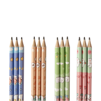 Crayons hexagonaux en plastique avec logo personnalisé, revêtement filmé, mine noire, motif dessin animé, 12 pièces, 7 pouces, pour enfants, école, EN71 ISO