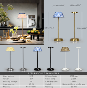Hiện đại LED Bảng Đèn thân thiện với môi vải bóng râm không dây pin hoạt động cho phòng ngủ đầu giường đọc sách phòng khách AC Power 2700K - Product Image 5