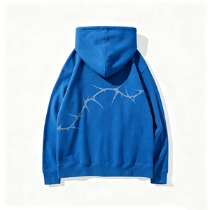 Sudadera con capucha oversize de estilo urbano con cremallera completa y gráfico de espina personalizado para hombre, sudadera informal holgada con capucha. - Product Image 4