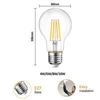 Vertak Led Fabricants Ampoule Extérieure 6W Guirlande Lumineuse Led Filament Ampoule Lumière A60 E27 Ampoule