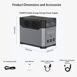 Estación de Energía Portátil UPS de 1200W con Batería Reciclable, Onda Sinusoidal Pura, Fuente de Alimentación para Automóvil, Linterna, Compatible con Energía Solar - Product Image 2