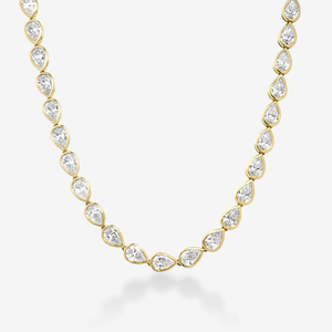 Collar de tenis de plata de ley 925 chapado en oro de 18k con circonita, hipoalergénico, impermeable y de alta calidad, de joyería personalizada - Product Image 1