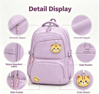 Sac à dos léger et imperméable pour adolescents et étudiants, sac d'école multi-poches pour lycéens et collégiens