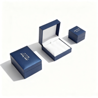 Boîte cadeau rigide bleu roi en gros avec insert en mousse et coussin en satin