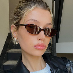 Européen américain Ins Cat Eye Street Photoshoot Lunettes de <span class=keywords><strong>soleil</strong></span> femmes à la mode ovale petit cadre personnalisé à la mode porter PC - Product Image 1