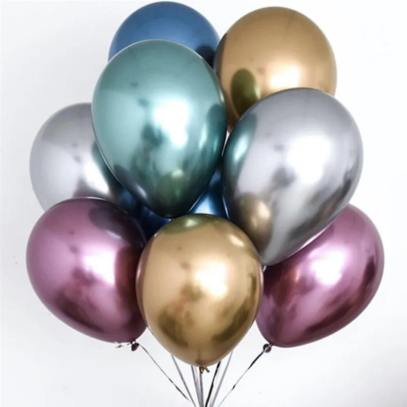 12inch Glossy Metal Pearl Latex Balloons Thick Chrome Metallic Colors Inflatable Air Balls Globos Birthday Party Decor