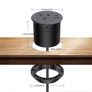 Nuevo Diseño de Enchufe de Escritorio Redondo de 80 mm con Puerto USB-C / Enchufe Redondo Oculto para Escritorio de Oficina con Puerto USB-A y USB-C - Product Image 2
