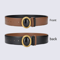 Ceinture réversible en cuir fendu pour femme avec boucle détachable, nouvelle mode, boucle ovale, ceinture bicolore pour pantalons et robes