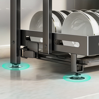 Égouttoir à vaisselle pliable à 2 niveaux en acier inoxydable avec bac de récupération amovible