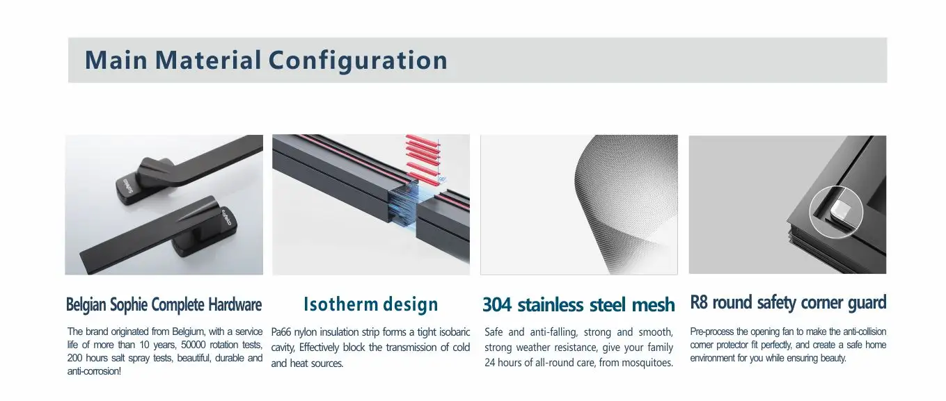 Fenêtre à battants en alliage d'aluminium, isolation thermique à coupure unique de haute qualité, réduction du bruit, fenêtres françaises, Offre Spéciale