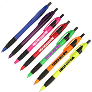 cheap slim plastic retractable decorative rubber grip ball-point pen with customized logo imprint for USA Market ballpen