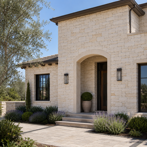 Revestimiento de pared exterior de losa de arenisca blanca, chapa de piedra partida, acabado de superficie natural duradero. - Product Image 3