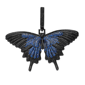 Butterfly Pendant Necklace Zircon Encrusted Zinc Alloy Fashion Jewelry For Party Men Women Trendy Sweater Chain Accessory - Product Image 5