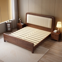 Nouveau lit plateforme de style canapé en bois massif de noyer de style chinois, avec rangement, taille Queen/King, écologique, assemblable, pour chambre principale