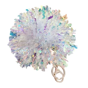 holographic mini Cheerleading pom poms key chain Souvenir Gift for cheerleader