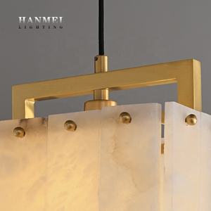 Singolo rame oro pendente in marmo chiaro alabastro lampadari appesi per tavolo da pranzo - Product Image 6