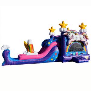 Château gonflable licorne magique avec toboggan humide et sec, château gonflable commercial, trampoline, château de saut - Product Image 1
