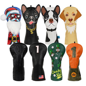 Housse de tête de club de golf personnalisée en cuir PU pour bouledogue français, <span class=keywords><strong>Golden</strong></span> <span class=keywords><strong>Retriever</strong></span>, accessoires de golf imperméables - Product Image 1