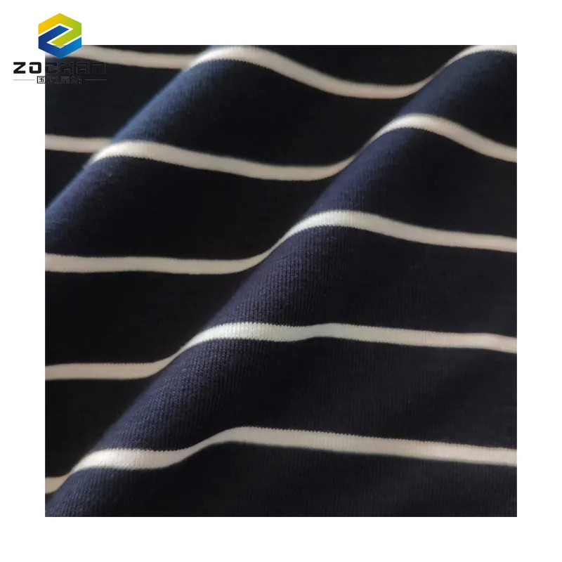 Tessuto antibatterico sostenibile elasticizzato a coste a righe 1*1 in cotone organico 100% di alta qualità per l'indumento della maglietta