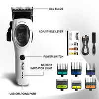 Tondeuse à cheveux professionnelle Kemei KM-1423 à rotor externe 10000 tr/min, rechargeable, lames SPACE, écran LCD, sans fil, pour homme