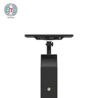 Machine de commande en libre-service avec imprimante thermique intégrée, écran Android Full HD 1080p de 15,6 pouces, pour salle de service et cantine, idéale pour la gestion des files d'attente en aéroport.