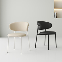Chaise de salle à manger portable moderne de luxe italienne en cuir PU blanc crème français, pieds en acier inoxydable, mobilier de maison