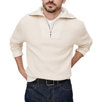Pull-over col montant en coton gaufré épais 100 % personnalisé pour homme – Anti-plis, respirant, doux, style preppy décontracté pour l'hiver – Vente en gros