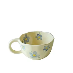 Most Popular 300ml Ceramic Coffee Mug Hand Pinched Irregular Flower Milk Tea Cup