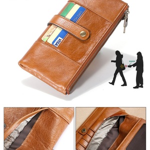 Wholesale for Fashion Genuine Leather Custom Women's Vintage RFID Thread Pattern Short <b>Wallet</b> Polyester Lining Open Closure - Product Image 6
