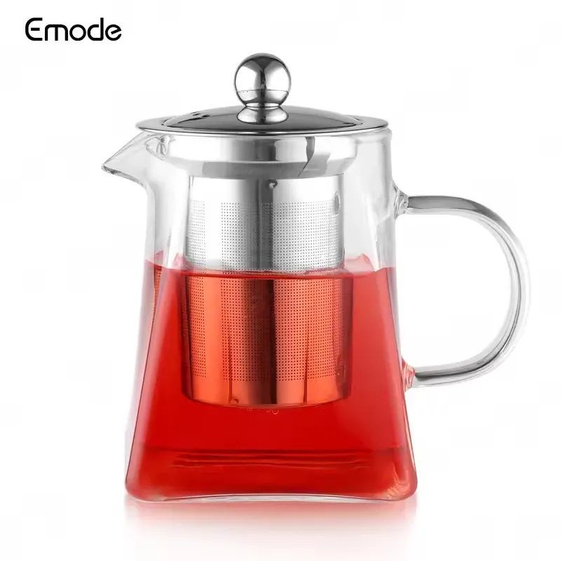 Hot bán kính Bộ trà thủy tinh ấm trà Infuser Borosilicate Glass Tea Pot với có thể tháo rời Infuser