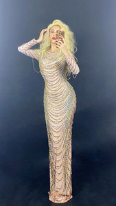 NOVANCE Y1851 أفكار منتج جديد سلسلة من الخرز الذهبي والفضي الساخن فستان سهرة رداء أسود شفاف مثير لحفلات التخرج - Product Image 5