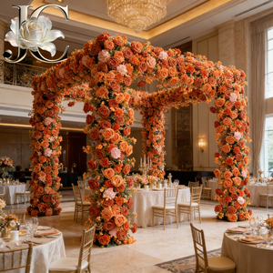 Arco de Flores Artificiales de Seda Realistas Plegables para Decoración de Entrada de Boda en Azotea, Bodega, Entrada en Tonos Cálidos - Product Image 1