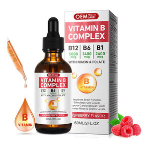 Complexe de vitamines B liquide OEM, vitamine <span class=keywords><strong>B12</strong></span> liquide végétalienne en gouttes avec méthylcobalamine <span class=keywords><strong>B12</strong></span>, B1, B6, acide folique, niacine, soutien énergétique et cérébral - Product Image 1