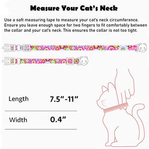 <span class=keywords><strong>Collar</strong></span> de Gato de Algodón con Hebilla de Seguridad, <span class=keywords><strong>Collar</strong></span> de Gatito Rosa Floral con Colgante de Flor y Campana, Lindos Collares para Gatitas - Product Image 3