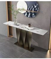 Console multifonctionnelle en acier inoxydable de luxe léger pour hôtel, bureau de vente, hall d'entrée, couloir - Entrée latérale étroite