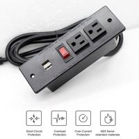 2 prises de courant US 2 chargements USB avec interrupteur œillet de bureau encastré Prise USB Prise de table intégrée dans un meuble