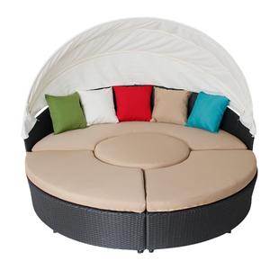 Divano Letto da Esterno Moderno in Rattan PE con Tettuccio Rimovibile, Seduta Confortevole Multi-persona, <span class=keywords><strong>Design</strong></span> Moderno e Semplice per Uso Alberghiero - Product Image 5