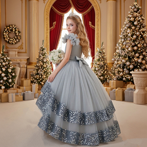 <span class=keywords><strong>Robe</strong></span> de <span class=keywords><strong>princesse</strong></span> longue à sequins style coréen <span class=keywords><strong>pour</strong></span> enfant, avec nœud, superposée et brillante, idéale <span class=keywords><strong>pour</strong></span> mariage - Product Image 4