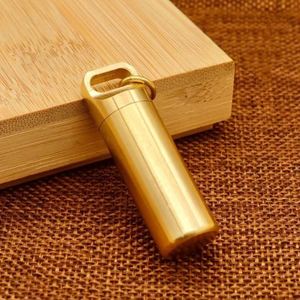 Portable Brass <b>Pill</b> Box Waterproof <b>Pill</b> Case Container Keychain <b>Pill</b> <b>Holder</b> for Outdoor Hiking Camping Custom Logo Supported - Product Image 3
