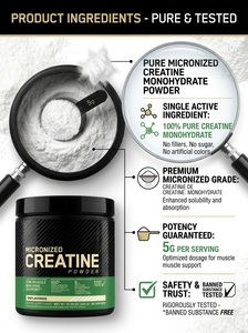 Créatine monohydrate micronisée en poudre, marque privée, 100% pure, sans arôme, complément nutritionnel sportif pour la musculation, OEM/ODM - Product Image 3