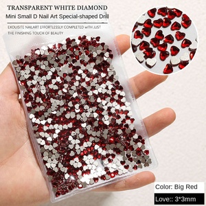 أحجار الراين الزجاجية على شكل قلب أحمر لفن الأظافر، أحجار صغيرة خاصة الشكل مسطحة الظهر، صديقة للبيئة، مجوهرات فائقة اللمعان للعام الجديد - Product Image 6