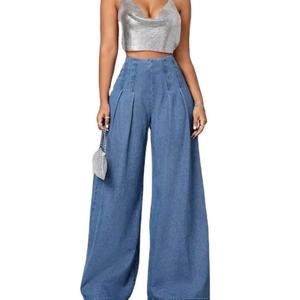 Pantalones Vaqueros Anchos de Cintura Alta, Estilo Casual, Holgados, de Moda para Mujer, Pantalones de Pierna Ancha - Product Image 1