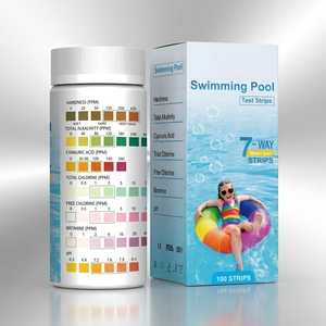 Bandelettes de test professionnelles <span class=keywords><strong>pour</strong></span> <span class=keywords><strong>piscine</strong></span> et spa W-7 <span class=keywords><strong>pour</strong></span> la détermination du chlore total, du chlore résiduel et de l'alcalinité totale – Test de la qualité de l'<span class=keywords><strong>eau</strong></span> - Product Image 1
